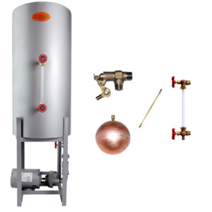 stainless vertical boiler condensate return tank stand with float assembly and gauge glass